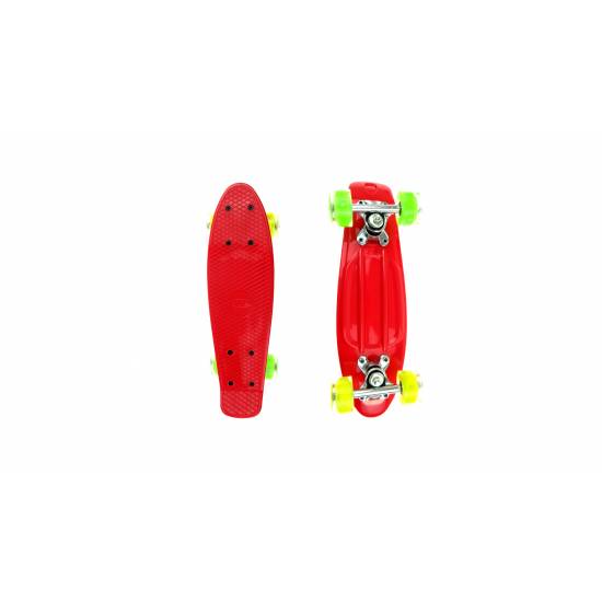 Mini Penny Board cu roti LED WORKER Pico 17 , Rosu