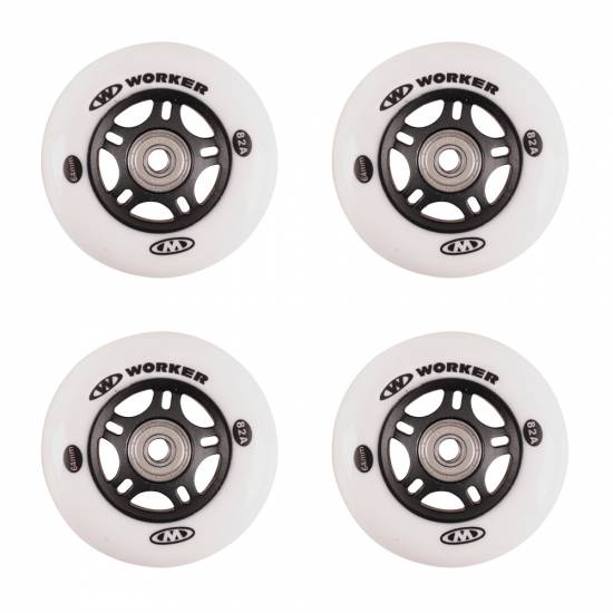 Set roti WORKER 64mm cu rulmenti ABEC-5 Chrome