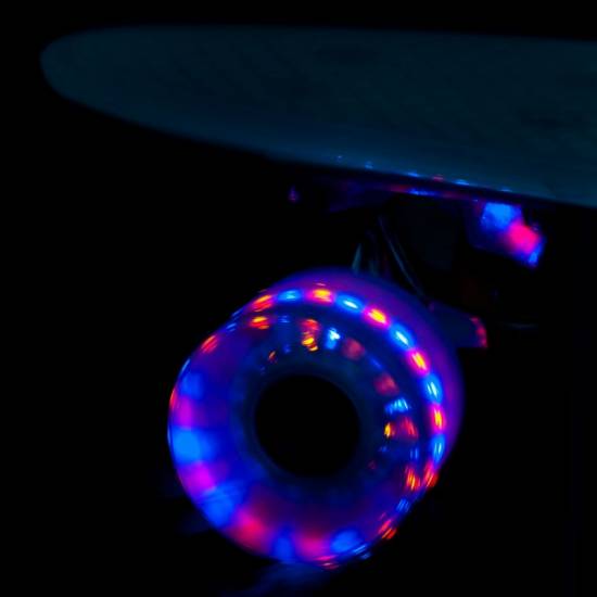 Penny Board Maronad Retro Transparent W/ Light Up Wheels 22, Rosu