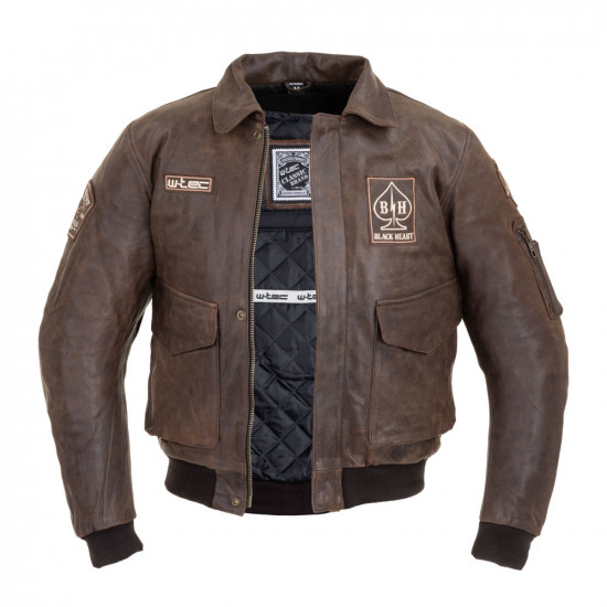 Geaca moto din piele pentru barbati W-TEC Black Heart Bomber