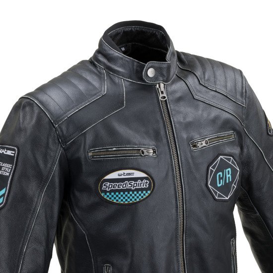 Geaca moto din piele pentru barbati W-TEC Losial, Negru Geaca moto din piele pentru barbati W-TEC Losial, Negru