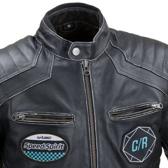 Geaca moto din piele pentru barbati W-TEC Losial, Negru Geaca moto din piele pentru barbati W-TEC Losial, Negru