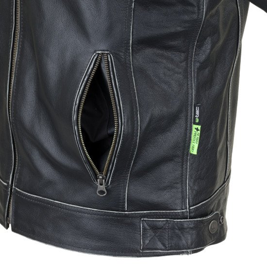 Geaca moto din piele pentru barbati W-TEC Losial, Negru Geaca moto din piele pentru barbati W-TEC Losial, Negru