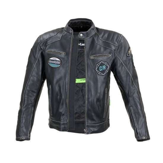 Geaca moto din piele pentru barbati W-TEC Losial, Negru Geaca moto din piele pentru barbati W-TEC Losial, Negru