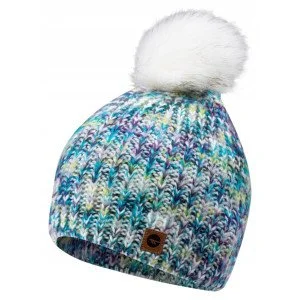 Căciulă de iarnă pentru femei HI-TEC Lady Vikna - Alb-Albastru-Lime melanj