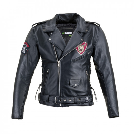 Geaca moto din piele pentru barbati W-TEC Black Heart Perfectis, Negru