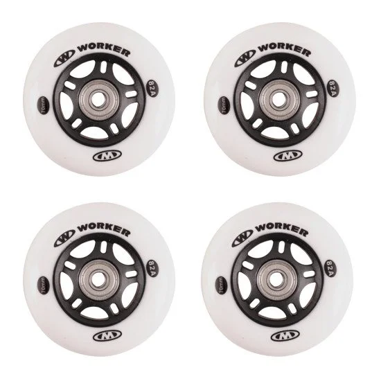 Set roti pentru role WORKER 70mm cu rulmenti ABEC-5 Chrome