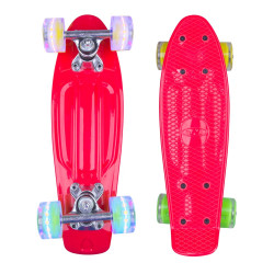 Mini Penny Board cu roti LED WORKER Pico 17 , Rosu