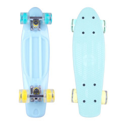 Penny Board Fosforescent WORKER Lumy 22, Albastru si roti colorat