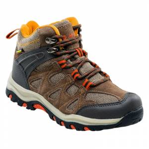 Pantofi de juniori pentru exterior HI-TEC Kaori Mid WP Jr, Maro / Portocaliu Pantofi de juniori pentru exterior HI-TEC Kaori Mid WP Jr, Maro / Portocaliu