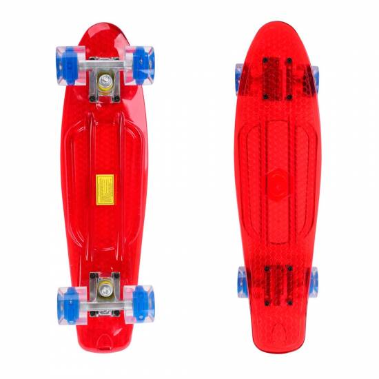 Penny Board Maronad Retro Transparent W/ Light Up Wheels 22, Rosu