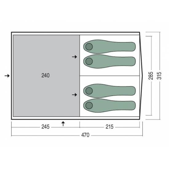 Cort de 4 persoane PINGUIN Interval 4 Air Tube, Verde