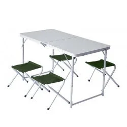 Set masa si patru scaune pliante PINGUIN, Verde