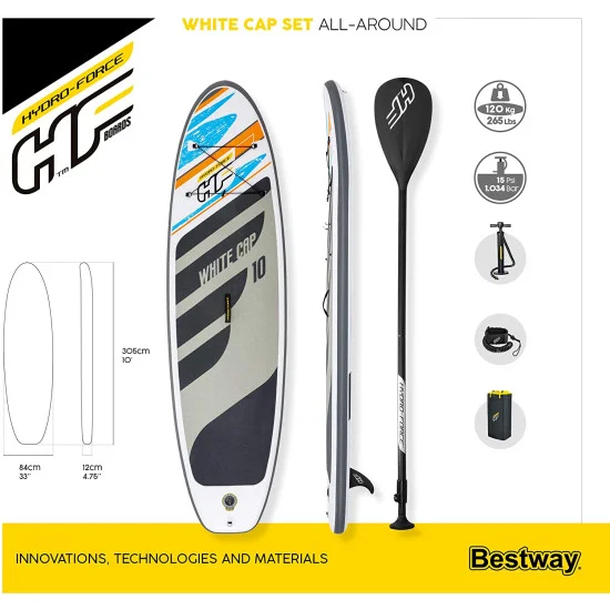 Placa SUP gonflabila BESTWAY White Cap 305