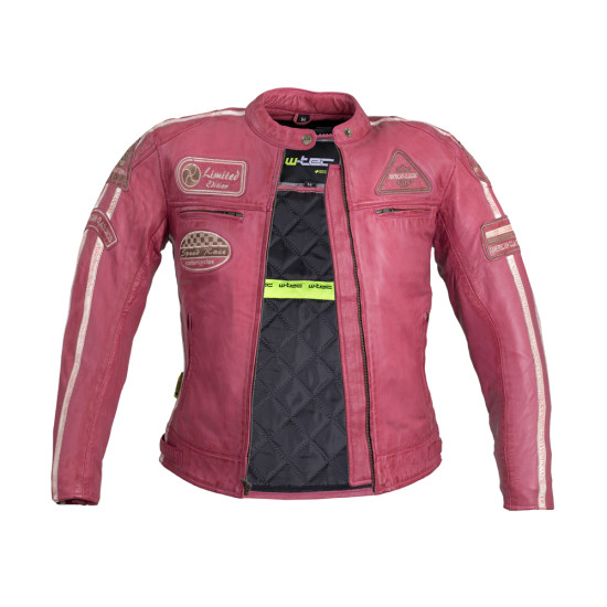 Geaca moto din piele pentru femei W-TEC Sheawen Lady - Roz