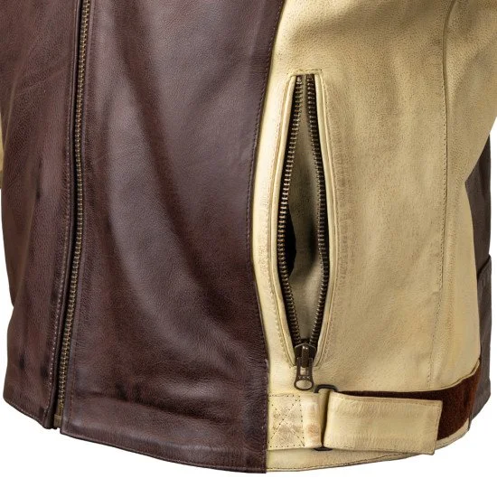 Geaca moto din piele pentru barbati W-TEC Retro